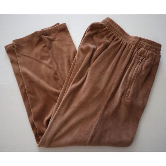 SKIMS Women's Sz Small Sienna Brown/Tan Velour Wide Leg Track Pants - Picture 9 of 9